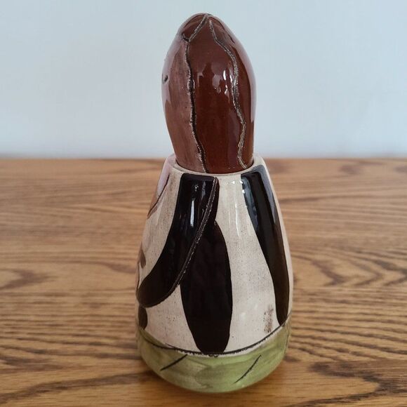 Terracotta Flower Woman Character Bottle with Head Stopper Porcelain Pottery Art - Picture 12 of 15